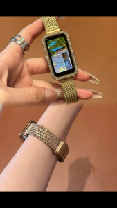 2NI1Metal fashion Strap For Huawei band 10/9/8 Accessories Magnetic Versatile band+Diamond Case