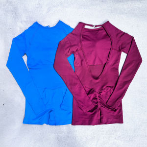 Long Sleeve One Piece Yoga Set Women Backless Gym Set Seamless Yoga Suit Breathable Bodysuit Workout Shorts Romper Jumpsuits