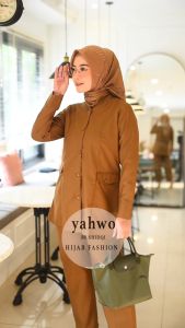 Seragam Dinas Pns Asn Warna Kheki Wanita Terbaru/Setelan Celana Pns Guru Pemda Bahan Toyobo/Pakaian Kerja Wanita Terlaris Best Seller/Baju Pemda Wanita Setelan celana