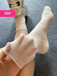 ฤดูร้อน Thin ลูกไม้ Jk Mary Janes Ballet Style ถุงเท้าถึงกลางน่อง ถุงเท้า ผู้หญิง สีขาว ถุงเท้ายาวขอบลายดอกไม้ ผ้าฝ้าย โพลีเอสเตอร์ ถุงน่อง