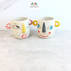 The Leaferie Faccia hand-painted flowerpot flower pot . planter pots ceramic