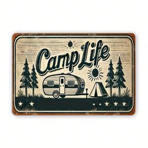 CIFbuy | Vintage Camper Metal Wall Art Rustic RV Decor Retro Airstream Sign for Cabin Camping Enthusiasts