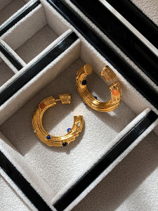 CAFFTI | Vintage Golden Tigers Eye and Zircon Heavy Earrings