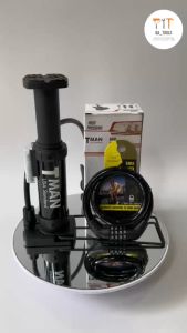 Combo khóa xe mật mã 4 số tự chọn và bơm đạp chân USA T-Man Standard ( Tặng kèm 3 đầu bơm phụ )