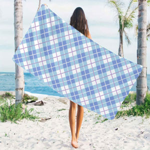 Blue Lavender Argyle Quick Drying Microfiber Beach Towel Lightweight for Swimming Camping Yoga - Bath Towel