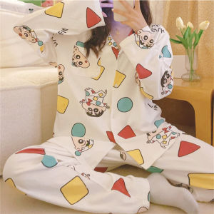 Summer Cartoon Pencil Short Sleeve Sleepwear Set for Women Sweet Home Clothes Two Piece Set Youth Polyester Cotton Blend