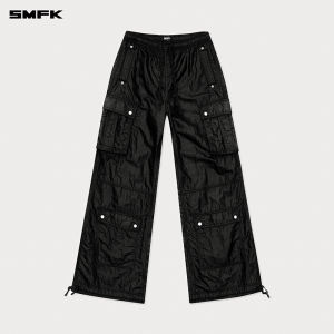 SMFK | Lightning Design Cord Drawn Loose Multi-Pocket Sport Pants