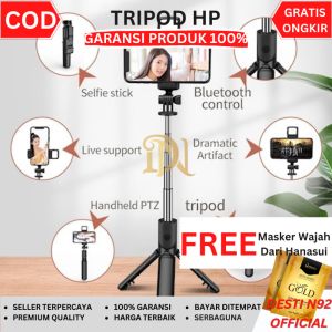 Tripod Tongsis HP Multifungsi Model Terbaru Selfie Stick HandPhone 3 in 1 Stand Holder Keren Tongkat Selfie Pakai Remote Bluetooth Shutter Anti Goyang Buat Vlog Konten Viral Kekinian