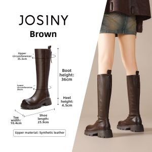 Josiny | Autumn and Winter New Fashion Melard Brown Stylish Tall Boots Thick Sole