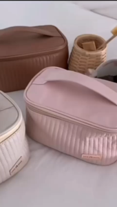 TAS KOSMETIK BONBOX /TAS Perlengkapan Mandi Portabel Warna Solid PU/Tas Pouch Makeup Kosmetik Travel Bag Kulit Waterproof Skincare Premium