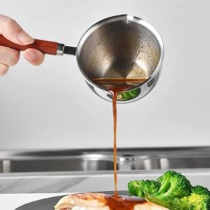 New Stainless Steel Small Cooking Pot with Dual Pour Spout Hot Oil Small Pot