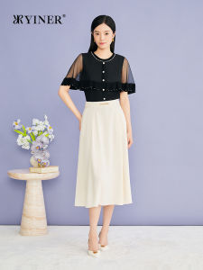 YINER | Elegant 2-Piece Style Knit Shirt with Mesh