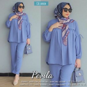 One Set Pevila Mat Crinkle Airflow Premium Setelan Wanita Sudah Termasuk Celana Size S M L XL XXL Tanggung Besar Gede Jumbo Oversize Anggun Cantik Mewah Berkualitas Pakaian Terbaru Remaja Ibu-ibu Kondangan Pengajian Santai Ld 120 Rapih A.S.R STORE FASHION
