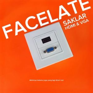 Saklar GPO HDMI VGA Stop Kontak Faceplate Dual Port HDMI & VGA dengan Outbox NYK