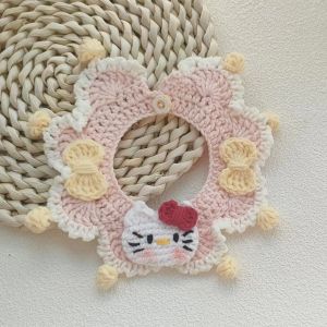 Handcrafted Kitty Cat Dog Necklace Scarf Doll Toy Universal Pet Outfit Choker Leash Bandana Soft Plush Material for Small Dogs