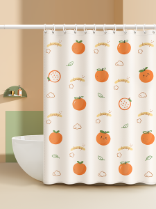 Bathroom Thickened Waterproof Moldproof Curtain American Style Polyester Material Easy to Install No Drilling Required