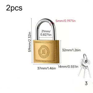Vintage Brass Padlock Heavy Duty Security Lock With 2 Keys Anti-Rust Multi-Size Options For Door Cabinet Luggage