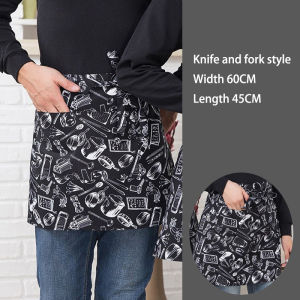 Chef Apron Professional Half Length Chef Apron for Men Modern Women Striped Apron Cotton Hotel Work Apron Black Kitchen Apron Cooking Restaurant Baking Kitchen Bar Coffee