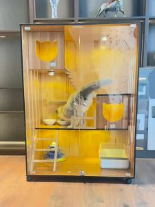 Large pet house cat cage villa solid wood luxury home interior giant cat cage cat house giant wooden