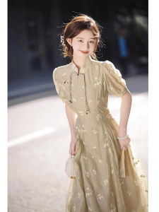 Stylish All-Purpose Traditional Style Short Sleeve Floral Dress