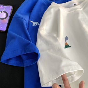 Loose Fit Cotton Summer T-Shirt Mens plus Size Short Sleeve Breathable Printed round Neck Casual Fashion Youth Popular