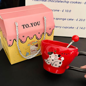 Cute Ceramic Mug with Big Ears Korean Style Cartoon Design for Office Coffee Or Breakfast Oats Universal 350ml Gift Item