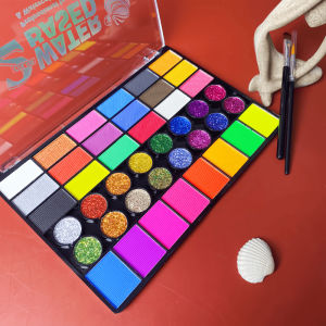 Bộ Sơn Mặt Neon UV 42 Màu Hòa Tan Trong Nước Có Nhũ Dùng Trang Điểm Nghệ Thuật Cơ Thể Cho Lễ Hội Halloween Và Các Bữa Tiệc