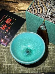 Macaron Colored Ceramic Tea Cup Jingdezhen Handmade Blue Haohu Yuzi Ice Crack Pattern Ceremonial Matcha Bowl Owner Cup