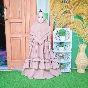 PAKAIAN GAMIS ANAK WANITA+HIJAB BERGO/SYARI ESTY KIDS /MATT MOSCREPE FULL/PAKAIAN MUSLIM ANAK WANITA