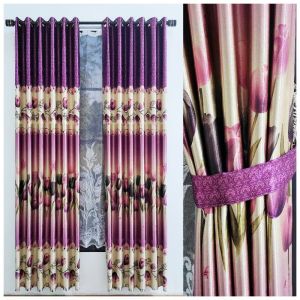 Gorden Jendela Pintu Kamar Motif Tulip Bahan Blackout Tebal Mengkilap