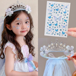 DUBAO | Glitter Crown with Net Mesh Child Hair Decoration