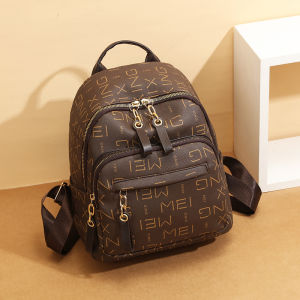 Backpack Womens 2023 New Arrival Soft Leather Print Letters Fashionable Backpack Large Capacity Fashionable All-Match Shopping Small Backpack