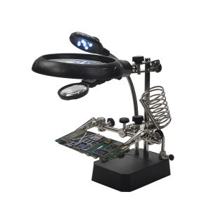 magnifier 25 x 5X 3rd piece aid Clip LED lighting hand welding stand magnifying glass Lens Repair with bracket clip