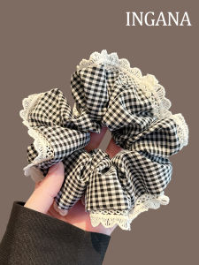 Ballet Style Womens Hair Ties East Gate Quality Pleated Color Block Plaid Hair Bands for Bun Stying Fresh Outing Fashionable