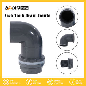 AumoPro I.D 20 To 50mm L Type PVC Pipe Connectors Fish Tank Drain Joints Irrigation Tube PH Water Tank Waterproof Joint PVC Inner and Outer Teeth Direct + Elbow 90 Degree Inner and Outer Wire Elbow