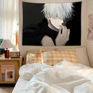 VIKAMA Jujutsu Kaisen Group Anime Tapestry Manga Wall Hanging Fans Aesthetic Decor for Bedroom Living Room Dorm