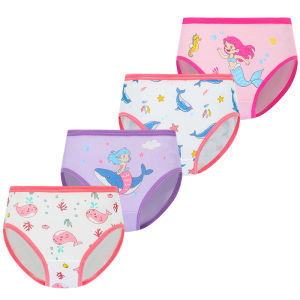 4/8 Pieces Girls Cotton Panties Cozy Soft Toddler Girls Briefs Cute Rainbow Unicorn Beautiful Mermaid Printed Children Underwear