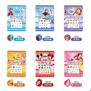 5sheets 130pcs  Disney Childrens Nail Stickers Frozen Princess Elsa Night Light Stickers Girls Toys Birthday Gift