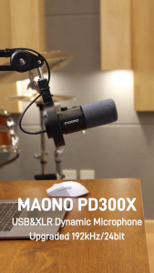 MAONO PD300X Dynamic Microphone XLR/USB Podcast Recording Mic 192kHz/24bit with software for Vocal Recording Content Creation Home Studio Voiceover Noise Reduction Mic Gain Monitoring Mute