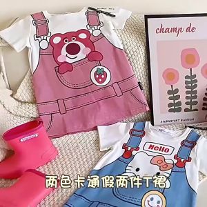 Summer Baby Girls Dress Kids T Shirt Dress Short Sleeve Tops Korean Style Casual Cartoon Cute Princess Dress