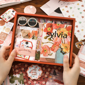 157pcs Scrapbooking Gift Box Complete Journal Set with A6 Notebook Envelopes PET Stickers Decorative Cards Material