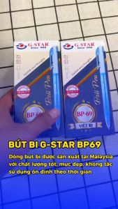 Hộp 24 Cây Bút Bi G-Star BP69 Ngòi 0.5mm (Mực Xanh/Đỏ) Sản Xuất Tại Malaysia (Giao Ngẫu Nhiên Thân Xanh Và Trắng) - Mực Đậm Chuẩn Màu Và Không Lem