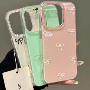 Cute Simple Ins Style Butterfly Knot Phone Case for iPhone 17/16/15 pro Max Huawei Pura 80/70 pro Large Hole Mate 70 Soft Shell Mobile Phone Protective Case