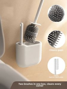 Wall-Mounted Toilet Brush Set No Dead Angles Cleaning No Punching Bathroom Cleaning Tools Wall Hanging Toilet Scrubber Set