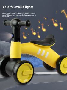 Childrens Balance Bike Four-Wheel Slider Step Car Toddler Girls Boys Learning to Walk Vehicle Plastic Toy for Ages 1-3