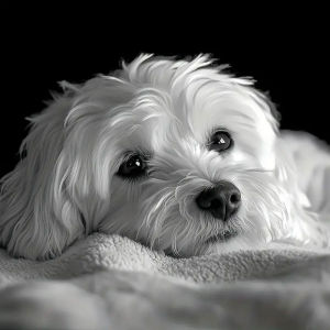 Huacan 5D DIY Diamond Painting White Puppy Black and White Portrait Diamond Embroidery Animal New Picture Of Rhinestones