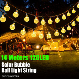 solar christmas light outdoor waterproof 14 meters 120 LED string lights fairy light solar power for garden yard camping tent decorative lights