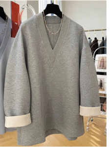YEBO | V-Neck Air Layered Long Sleeve Hoodie for Men and Women