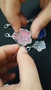 Personalized Dog Cat Tags Engraved Cat Dog Puppy Pet ID Name Collar Tag Pendant Pet Accessories Paw Glitter Pendant