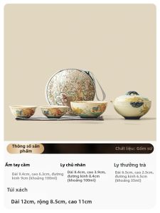 TANGFENG | Bộ Dụng Cụ Trà Gaiwan Đá Lửa Đỏ Mang Đi May Mắn